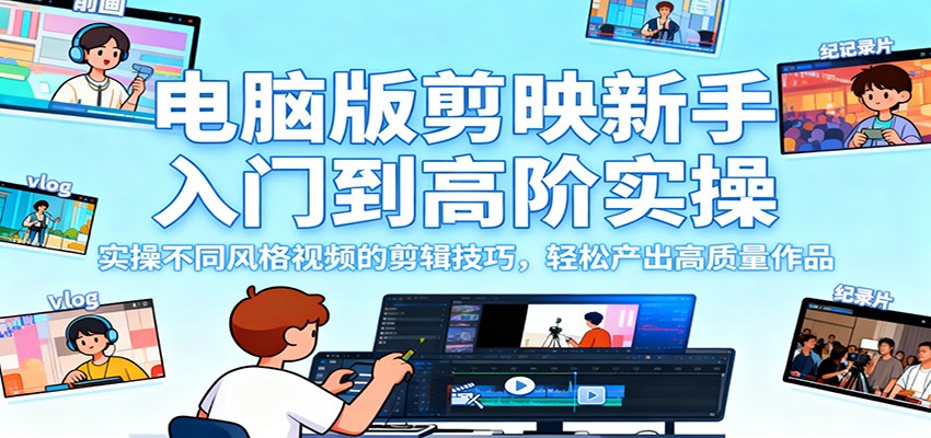 图片[1]-电脑版剪映新手入门到高阶实操，实操不同风格视频的剪辑技巧，轻松产出高质量作品-白蛇网赚