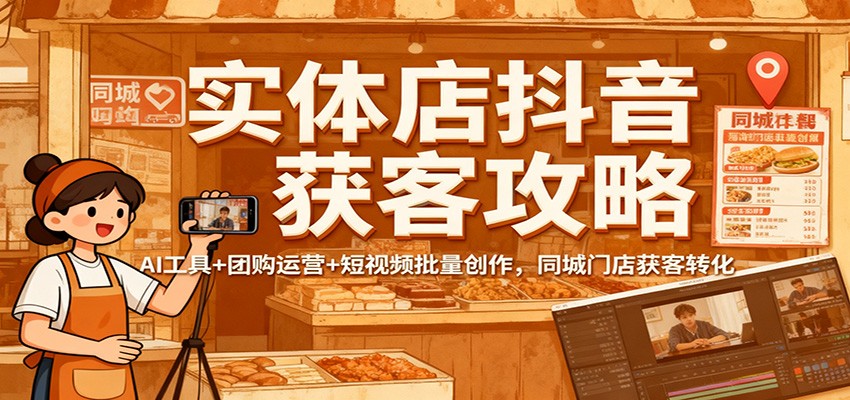 图片[1]-实体店抖音获客攻略：AI工具+团购运营+短视频批量创作，同城门店获客转化-白蛇网赚