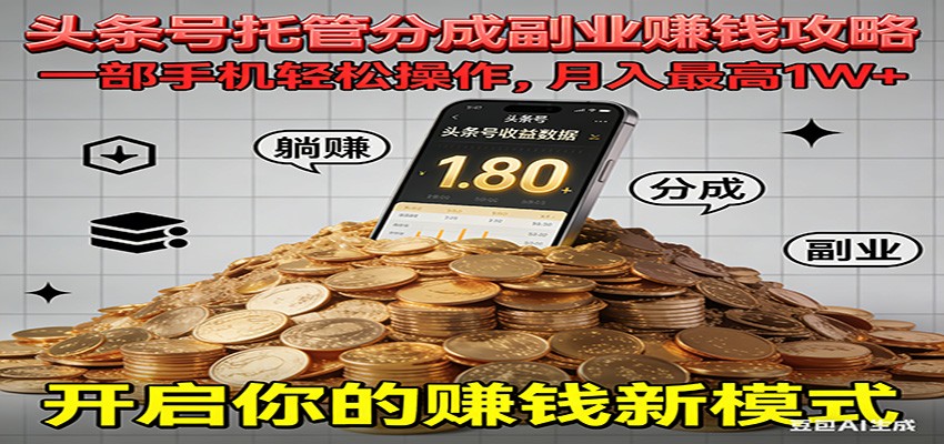 图片[1]-全程托管今日头条，一部手机就可以开干，最高躺赚1W+-白蛇网赚