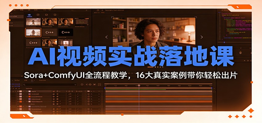 图片[1]-AI视频实战落地课：Sora+ComfyUI全流程教学，16大真实案例带你轻松出片-白蛇网赚