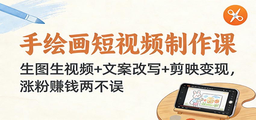 图片[1]-手绘画短视频制作课：生图生视频+文案改写+剪映变现，涨粉赚钱两不误-白蛇网赚
