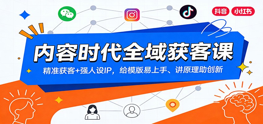 图片[1]-内容时代全域获客课：精准获客+强人设IP，给模版易上手、讲原理助创新-白蛇网赚