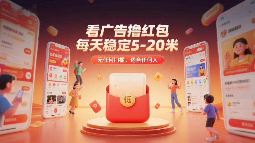 看广告撸红包，每天稳定5-20米，无任何门槛，适合任何人