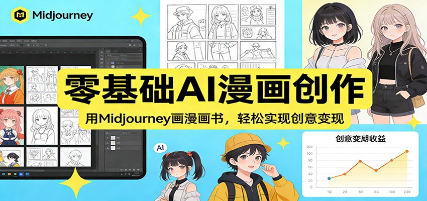 图片[1]-零基础AI漫画创作：用Midjourney画漫画书，轻松实现创意变现-白蛇网赚
