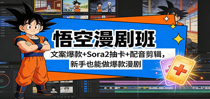 图片[1]-悟空漫剧班：文案爆款+Sora2抽卡+配音剪辑，新手也能做爆款漫剧-白蛇网赚
