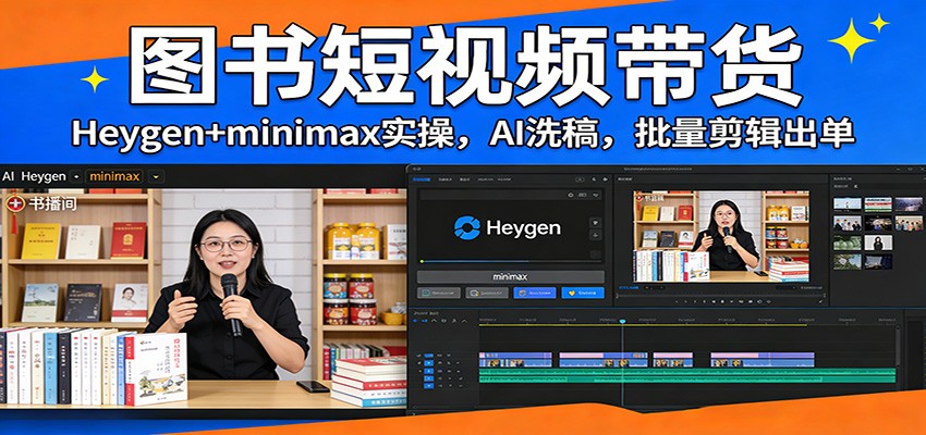 图片[1]-图书短视频带货：Heygen+minimax实操，AI洗稿 ，批量剪辑出单-白蛇网赚