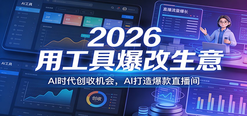 图片[1]-2026用工具爆改生意，AI时代创收机会，AI打造爆款直播间-白蛇网赚