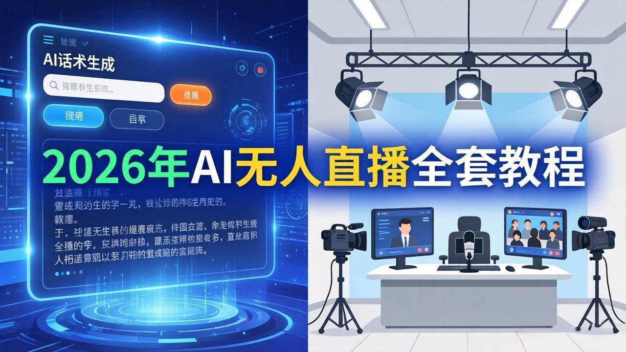 （17953期）2026年AI无人直播全套教程：OBS安装+软件配置+直播间搭建+话术生成+一键开播实操