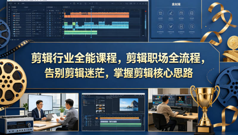 剪辑行业全能课程，剪辑职场全流程，告别剪辑迷茫，掌握剪辑核心思路