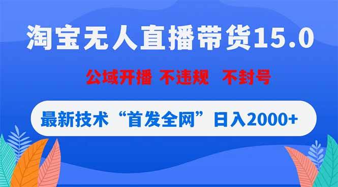 （18562期）淘宝无人直播带货15.0，不封号，不违规，公域玩法，首发全网日入2000+