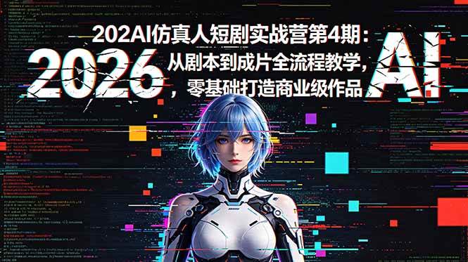 （18656期）2026AI仿真人短剧实战营第4期：从剧本到成片全流程教学，零基础打造商业级作品