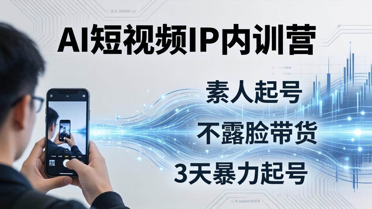 （19208期）2026AI短视频IP内训营-更新：从素人起号到不露脸带货，3天暴力起号全流程拆解