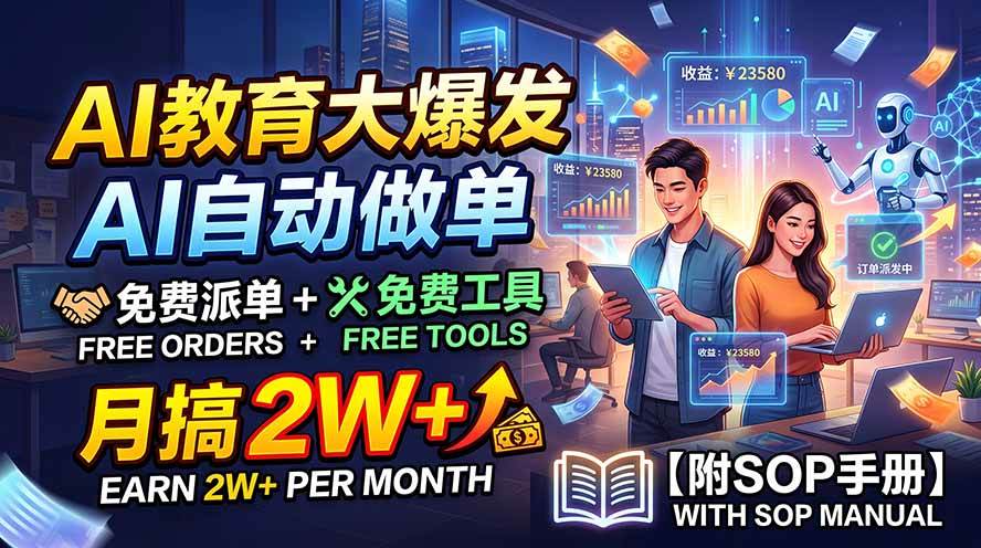 (19731期)AI教育大爆发,AI自动做单,免费派单+免费工具,月搞2W+【附SOP手册】 (19731期)AI教育大爆发,AI自动做单,免费派单+免费工具,月搞2W+【附SOP手册】