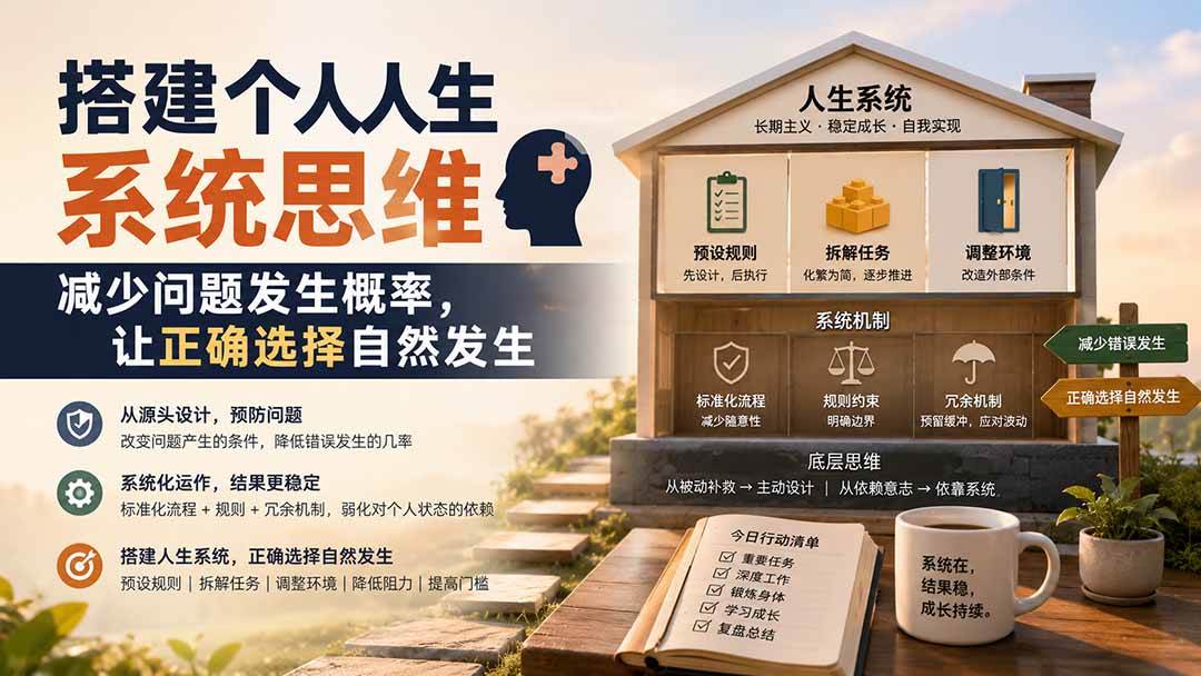 (19985期)付费文章:搭建个人人生系统思维:减少问题发生概率,让正确选择自然发生 (19985期)付费文章:搭建个人人生系统思维:减少问题发生概率,让正确选择自然发生