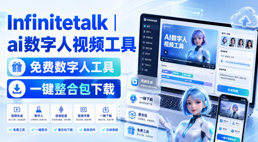 Infinitetalk丨ai数字人视频工具,免费数字人工具,一键整合包下载 Infinitetalk丨ai数字人视频工具,免费数字人工具,一键整合包下载
