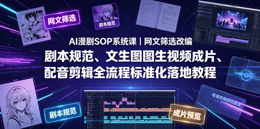 AI漫剧SOP系统课|网文筛选改编、剧本规范、文生图图生视频成片、配音剪辑全流程标准化落地教程(更新0826) AI漫剧SOP系统课|网文筛选改编、剧本规范、文生图图生视频成片、配音剪辑全流程标准化落地教程(更新0826)