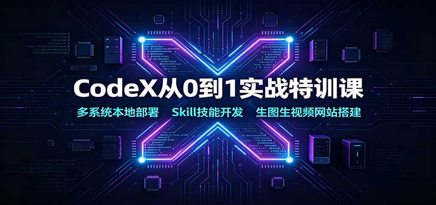 CodeX从0到1实战特训课:多系统本地部署,Skill技能开发,生图生视频网站搭建 CodeX从0到1实战特训课:多系统本地部署,Skill技能开发,生图生视频网站搭建