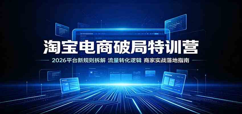 淘宝电商破局特训营：2026平台新规则拆解，流量转化逻辑，商家实战落地指南