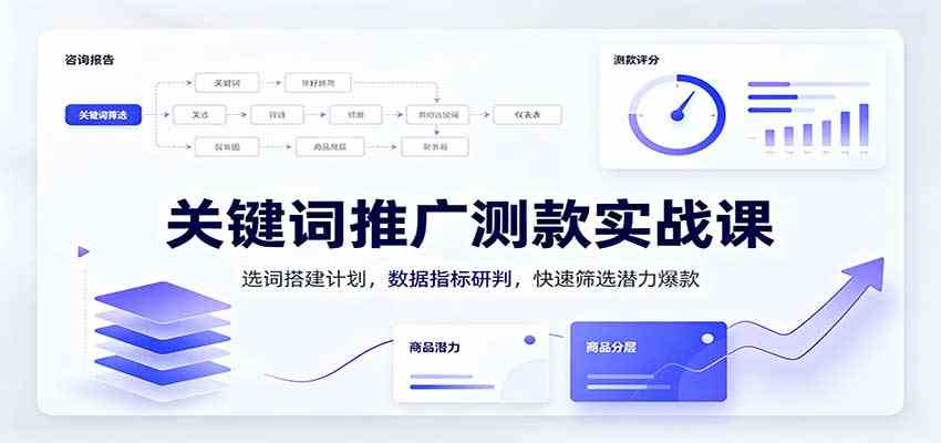 关键词推广测款实战课:选词搭建计划,数据指标研判,快速筛选潜力爆款 关键词推广测款实战课:选词搭建计划,数据指标研判,快速筛选潜力爆款