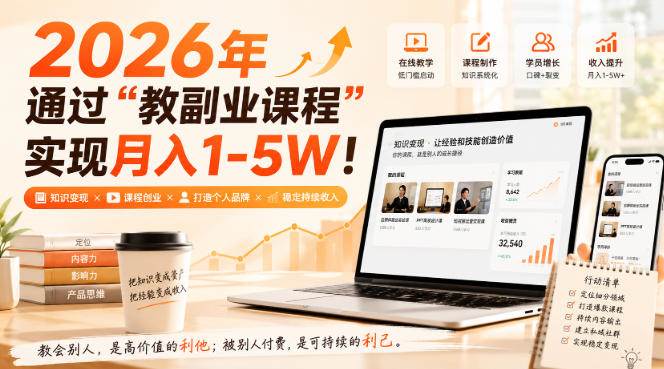 (20252期)2026年通过“教副业课程”实现月入1-5W!毫无保留的全部教给你 (20252期)2026年通过“教副业课程”实现月入1-5W!毫无保留的全部教给你