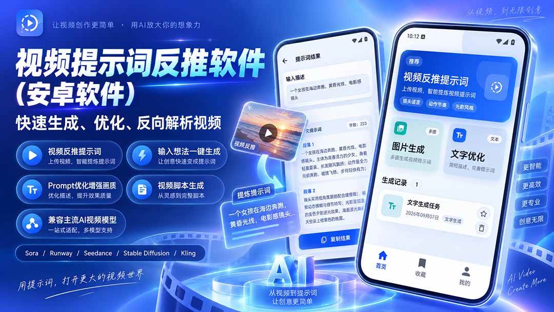(20301期)视频提示词反推软件(安卓软件),快速生成、优化、反向解析视频 (20301期)视频提示词反推软件(安卓软件),快速生成、优化、反向解析视频