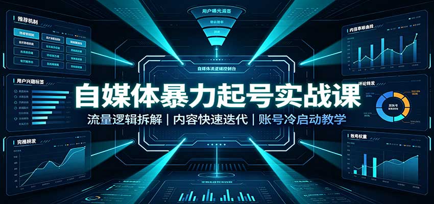 自媒体暴力起号实战课:流量逻辑拆解,内容快速迭代,账号冷启动教学 自媒体暴力起号实战课:流量逻辑拆解,内容快速迭代,账号冷启动教学