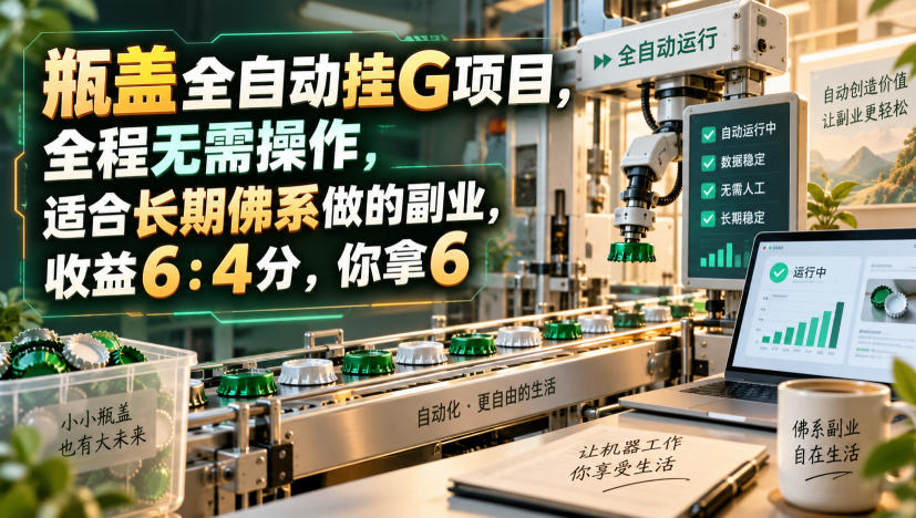 瓶盖全自动挂G项目,全程无需操作,适合长期佛系做的副业,收益6:4分,你拿6【揭秘】 瓶盖全自动挂G项目,全程无需操作,适合长期佛系做的副业,收益6:4分,你拿6【揭秘】