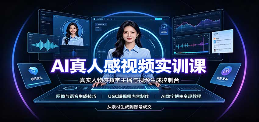 AI真人感视频实训课:图像语音生成,UGC内容制作,AI数字博主变现教程 AI真人感视频实训课:图像语音生成,UGC内容制作,AI数字博主变现教程