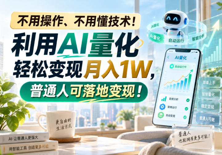 利用AI量化轻松变现月入1W,普通人可落地变现,不用操作、不用懂技术! 利用AI量化轻松变现月入1W,普通人可落地变现,不用操作、不用懂技术!