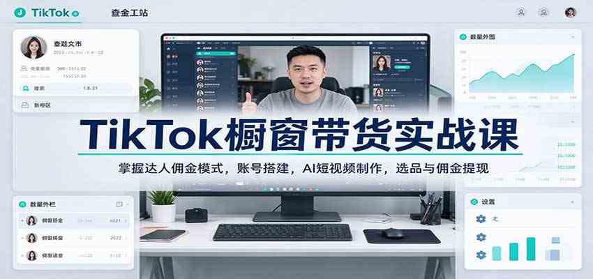 TikTok橱窗带货实战课:掌握达人佣金模式,账号搭建,AI短视频制作,选品与佣金提现 TikTok橱窗带货实战课:掌握达人佣金模式,账号搭建,AI短视频制作,选品与佣金提现