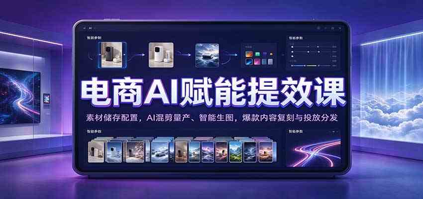 电商AI赋能提效课:素材储存配置,AI混剪量产、智能生图,爆款内容复刻与投放分发 电商AI赋能提效课:素材储存配置,AI混剪量产、智能生图,爆款内容复刻与投放分发