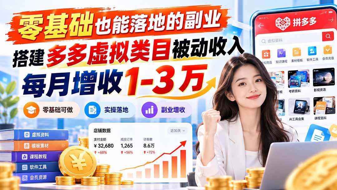 (20870期)零基础也能落地的副业,搭建多多虚拟类目被动收入,每月增收 1-3 万 (20870期)零基础也能落地的副业,搭建多多虚拟类目被动收入,每月增收 1-3 万